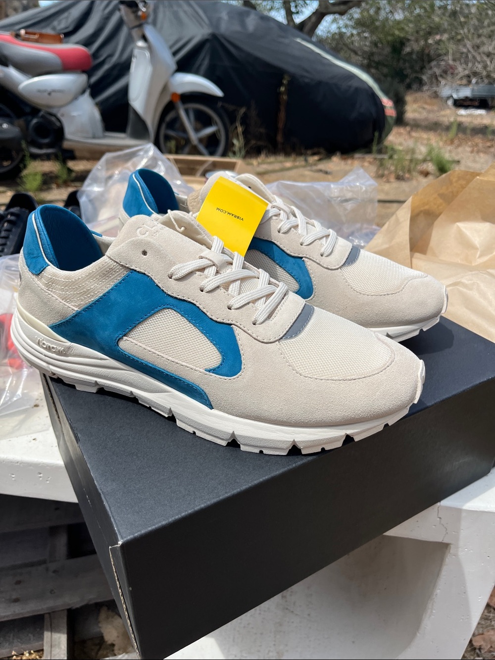 Clae Men’s Shoes size 11 brand new white and blue